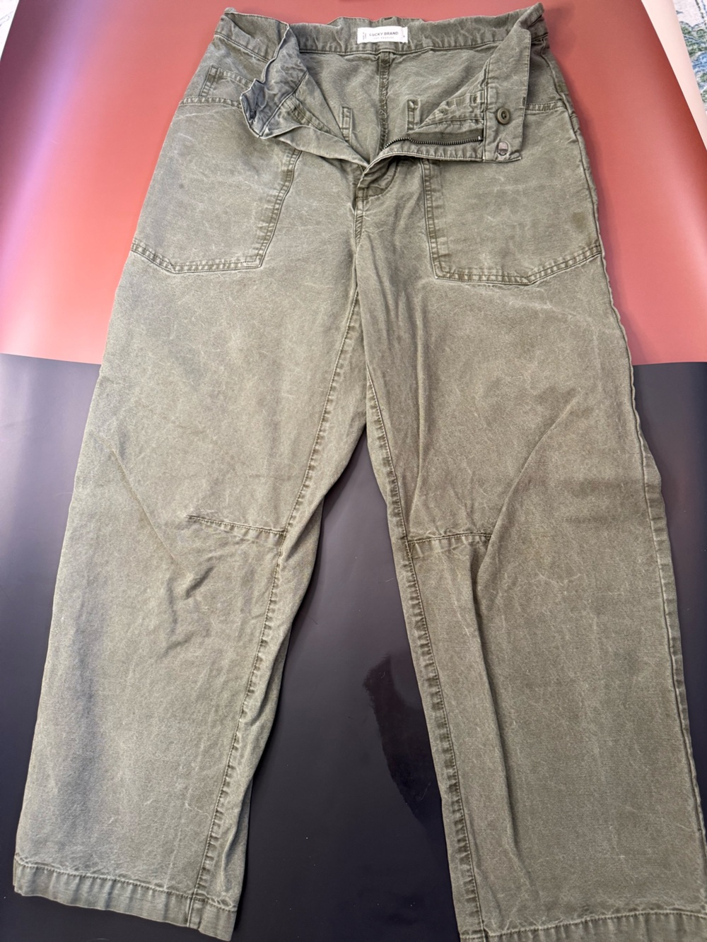Lucky Brand Washed Olive Green Relaxed Jeans